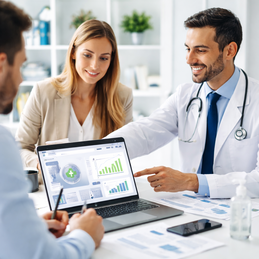 Doctor and healthcare marketing team working on SEO for healthcare websites in Qatar